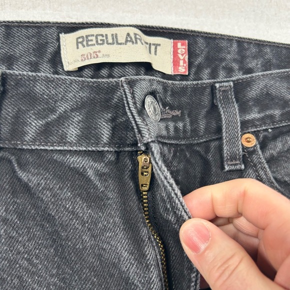 Vintage Levi's 505 Jeans Mens 34x32 Regular Fit Black Charcoal Y2K Denim Classic - Picture 3 of 11